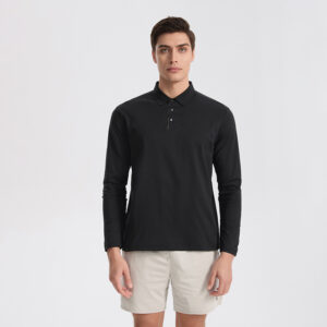 Long-Sleeve Polo Shirt for Men New Fashionable Urban Stand-Up Collar Polo Top