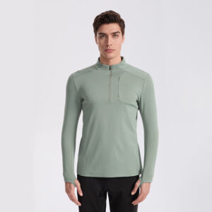 2025 Spring/Summer New Arrival: Men's Stand Collar Long Sleeve Outdoor Running Casual Sports Top - Half-Zip