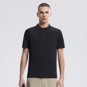 Men's Outdoor Short-Sleeve T-Shirt Casual Wear with 1/4 zip