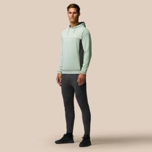 Customize hoodie with zipper pocket contrast color front sides panel