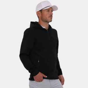 Customize solid Men's hoodie 1/4 zipper front and  zipper pocket